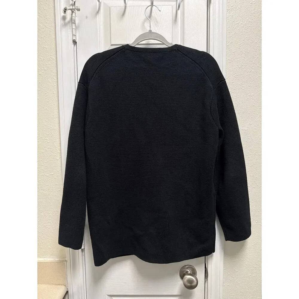 J. Crew Giselle Cotton V-Neck Sweater-Blazer Black Preppy Old Money Size Small